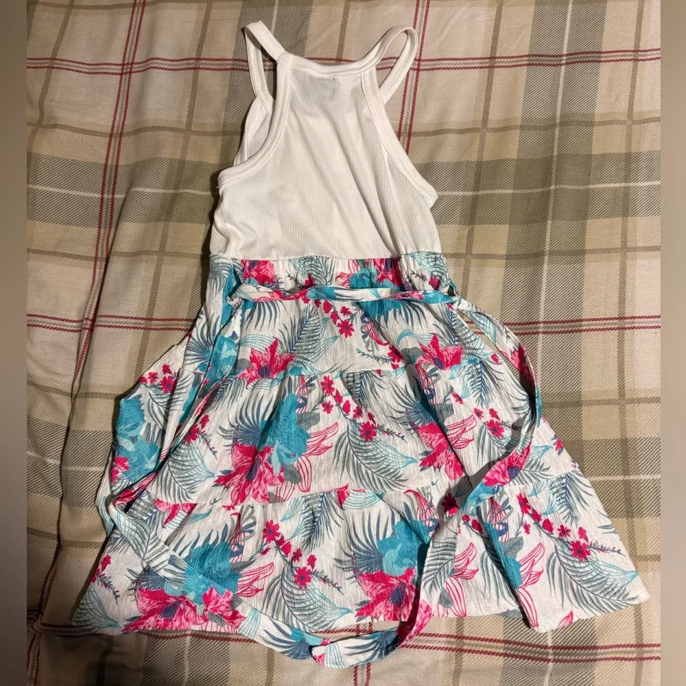 Floral Print Dress with White Top